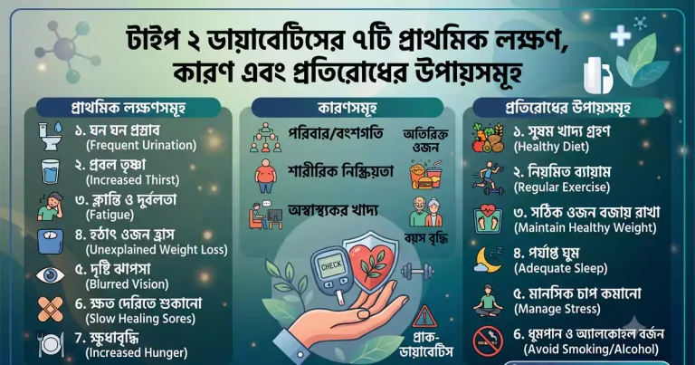 টাইপ ২ ডায়াবেটিসের ৭টি প্রাথমিক লক্ষণ, কারণ এবং এটি প্রতিরোধের উপায়সমূহ
